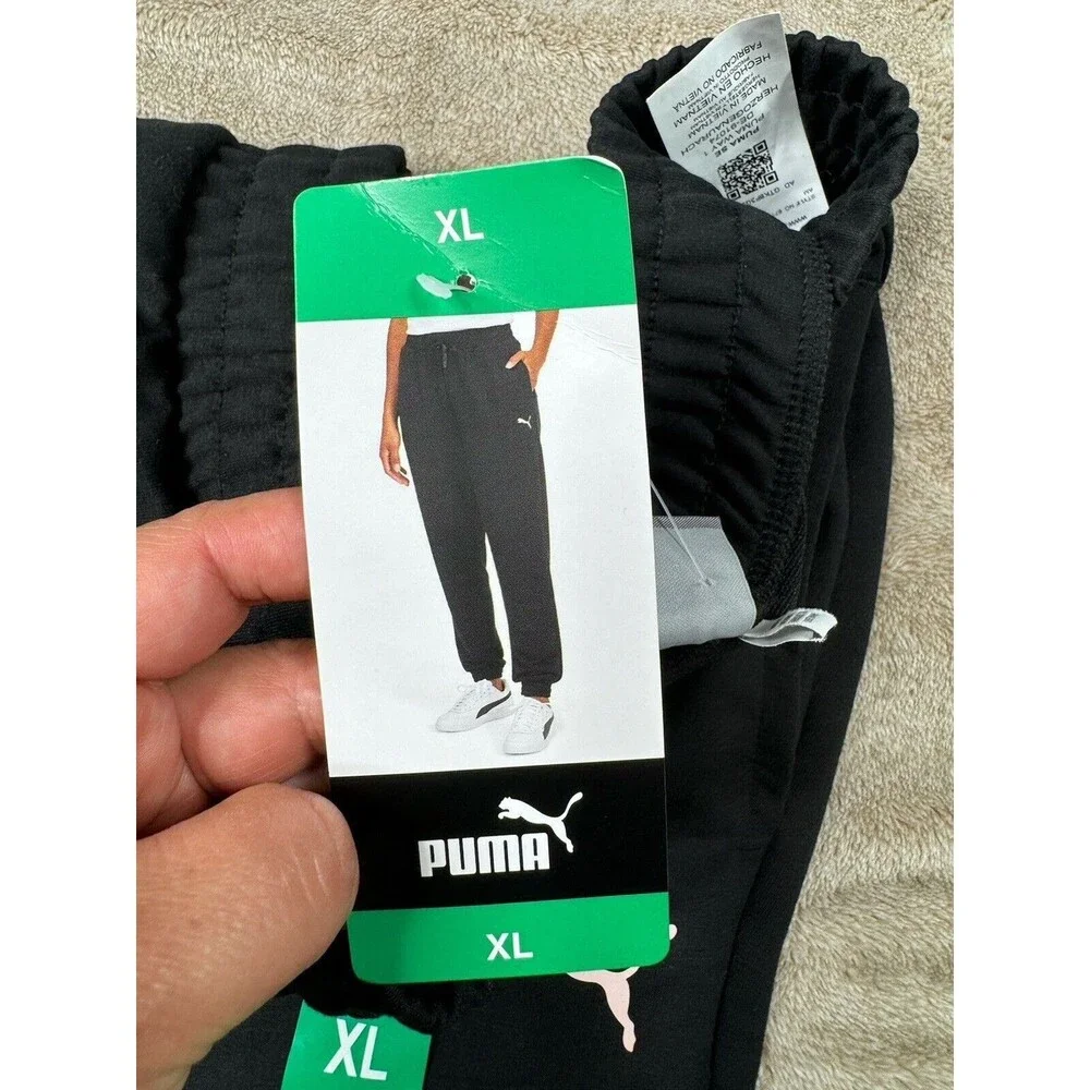 Puma Women’s Black Jogger Pants XL Drawstring Stretch Athletic Lounge NWT